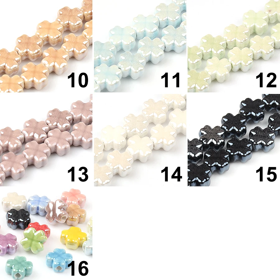 10pcs 12mm New Four-leaf Clover Colorful Ceramic Beads Bracelet Fashion Jewelry Accessories DIY Pendant Making