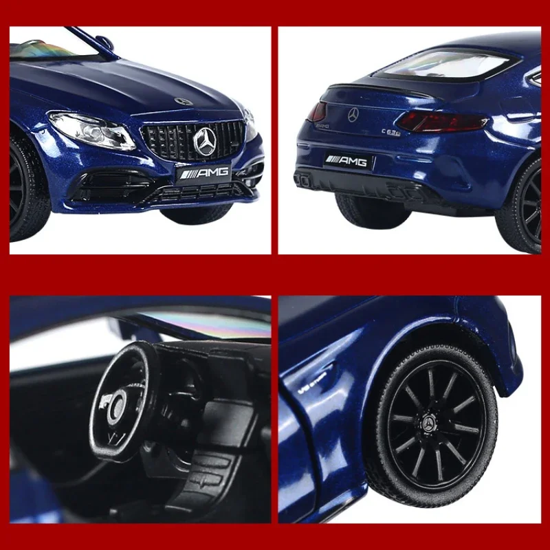 Mercedes Benz C63 AMG Coupe modelo de coche de aleación, simulación de vehículos de juguete fundidos a presión exquisitos, estilo de coche deportivo extraíble, 1:36