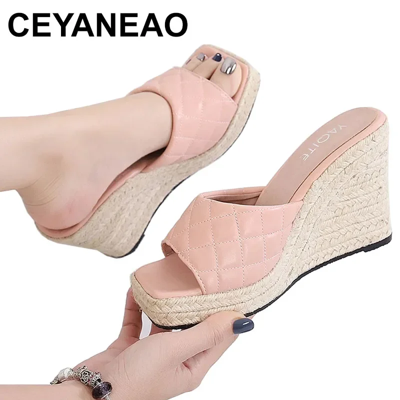 

Women High Slippers Espadrilles Luxury Platform Wedges Sandals for Women Heeled Shoes Female Slippers Flip Flops yeezy slides