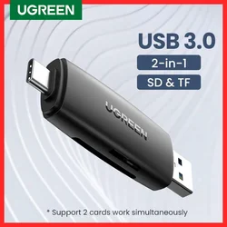 UGREEN czytnik kart USB typ C USB 3.0 do SD Micro SD TF Adapter do komputera Laptop telefon OTG czytnik kart inteligentna karta pamięci SD czytnik