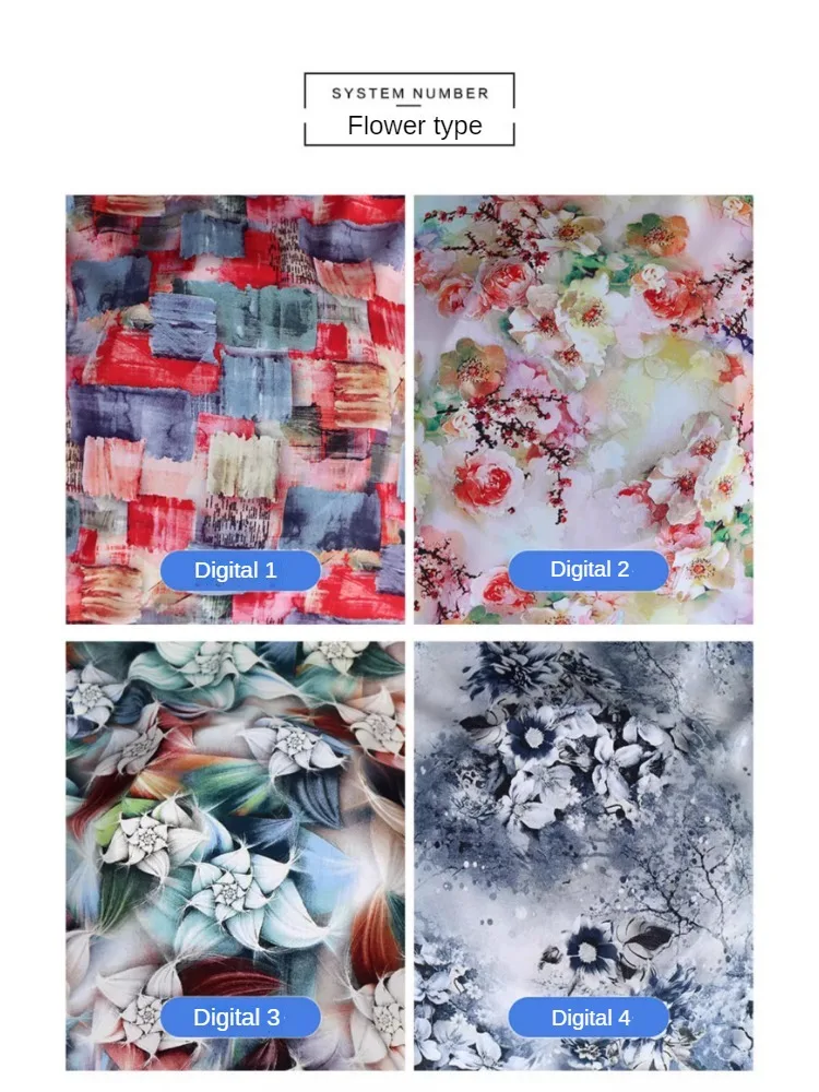 Summer Digital Printed Rayon Fabric Per Meter for Needlework Dresses Pajamas Clothes Diy Sewing Cloth Soft Smooth Flower Plant