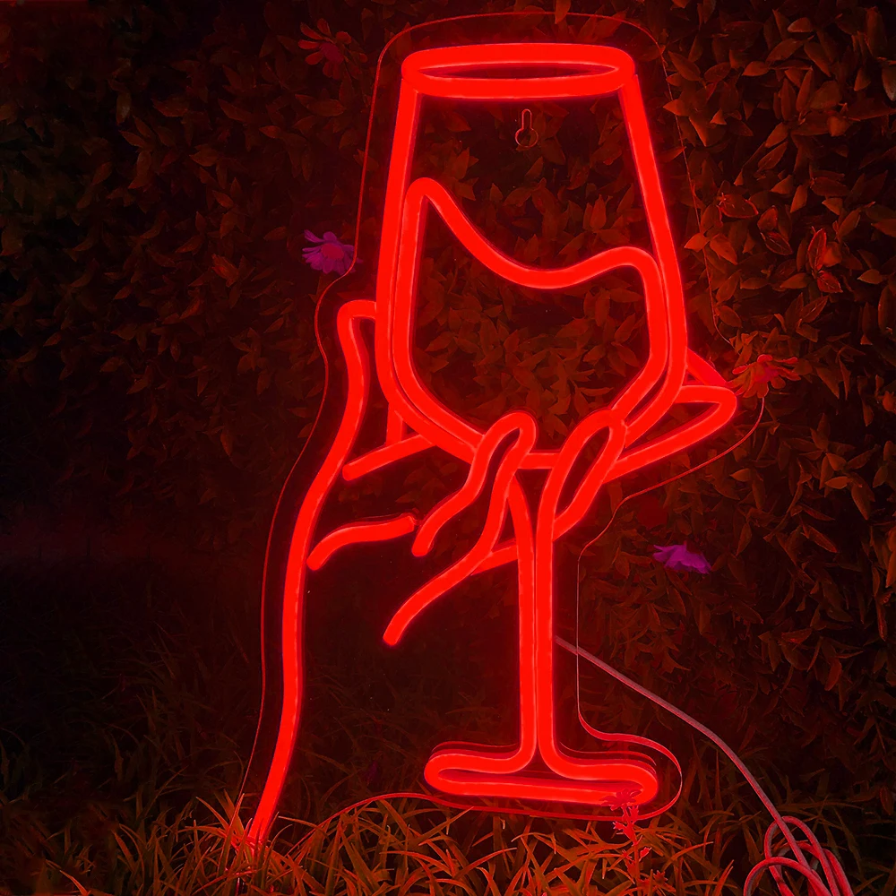 

Red Wine Glass Neon Signs Party LED Sign Lights Wine Lovers Gifts for Home Bar Living Room Restaurant Club Man Cave Cafe Neon