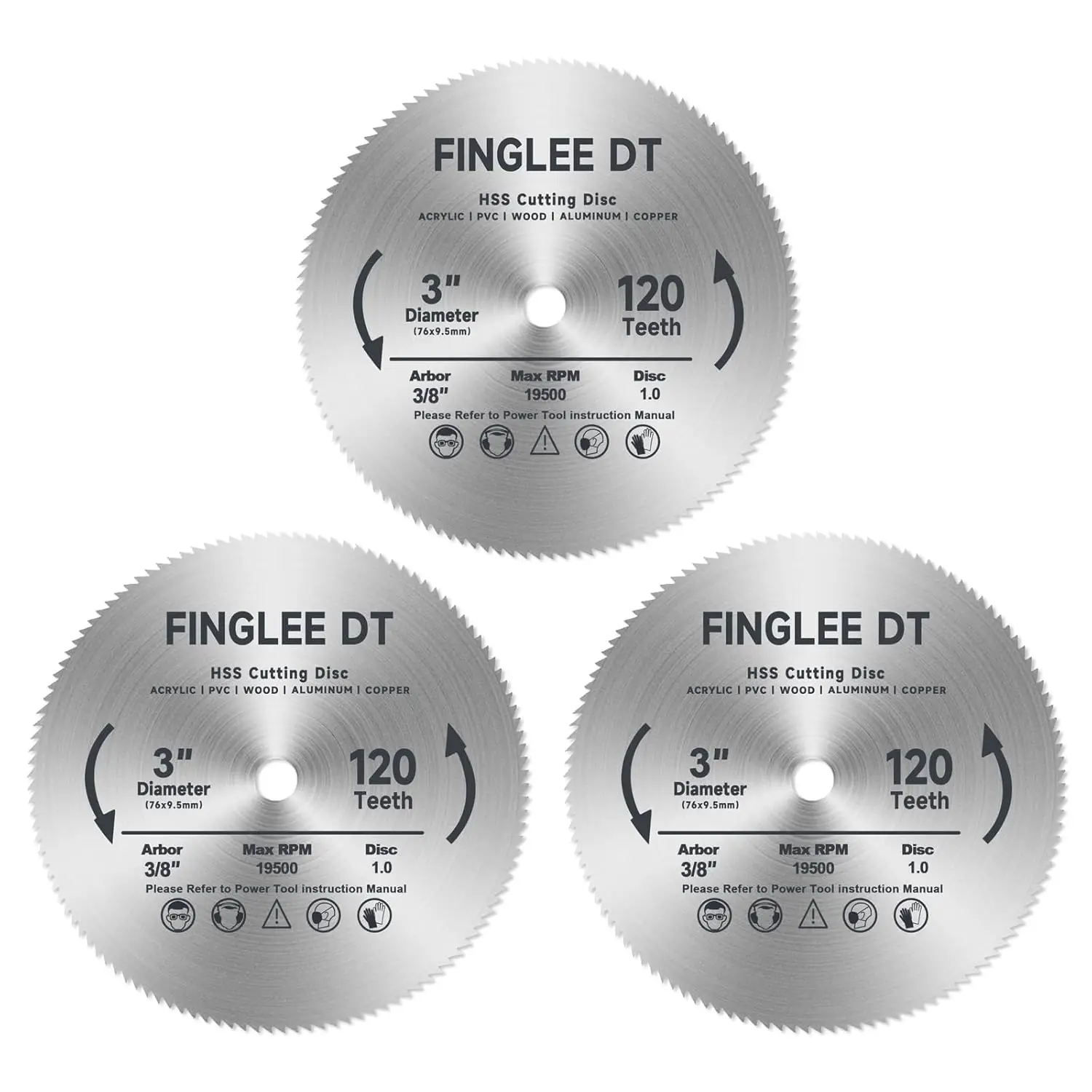 

3 Inch HSS Circular Saw Blade with 3/8" Arbor, 120 Teeth High Speed Steel Cut Off Tool Blade for Wood, Plastic, Acrylic, Metal