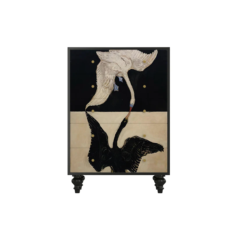 

celebrity swan solid wood chest of drawers entrance aisle decorative cabinet living room bedroom storage drawer cabinet