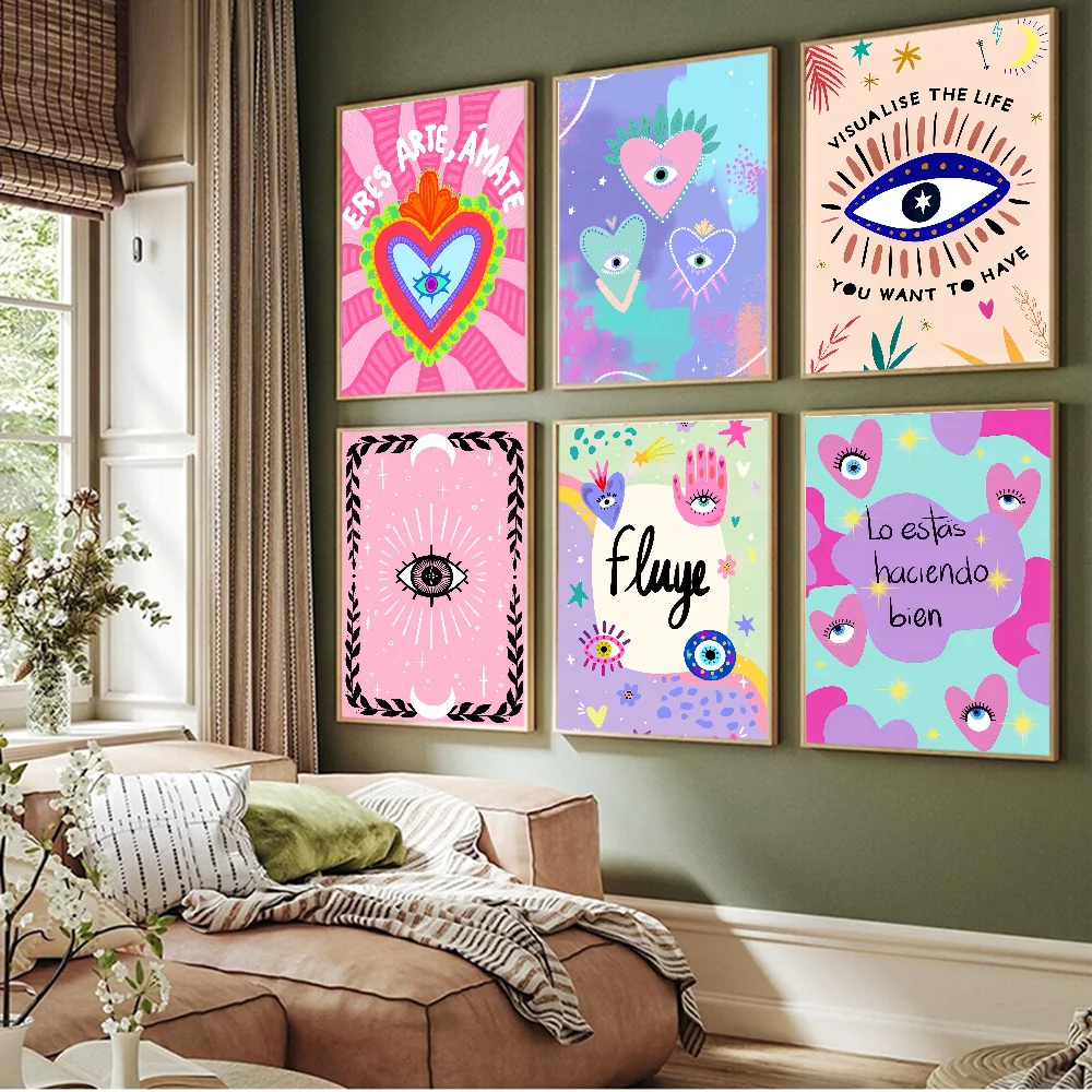 

Funny Turkish Lucky Blue Evil Eye Good Quality Prints And Posters Whitepaper Sticker DIY Room Cafe Vintage Decorative Painting