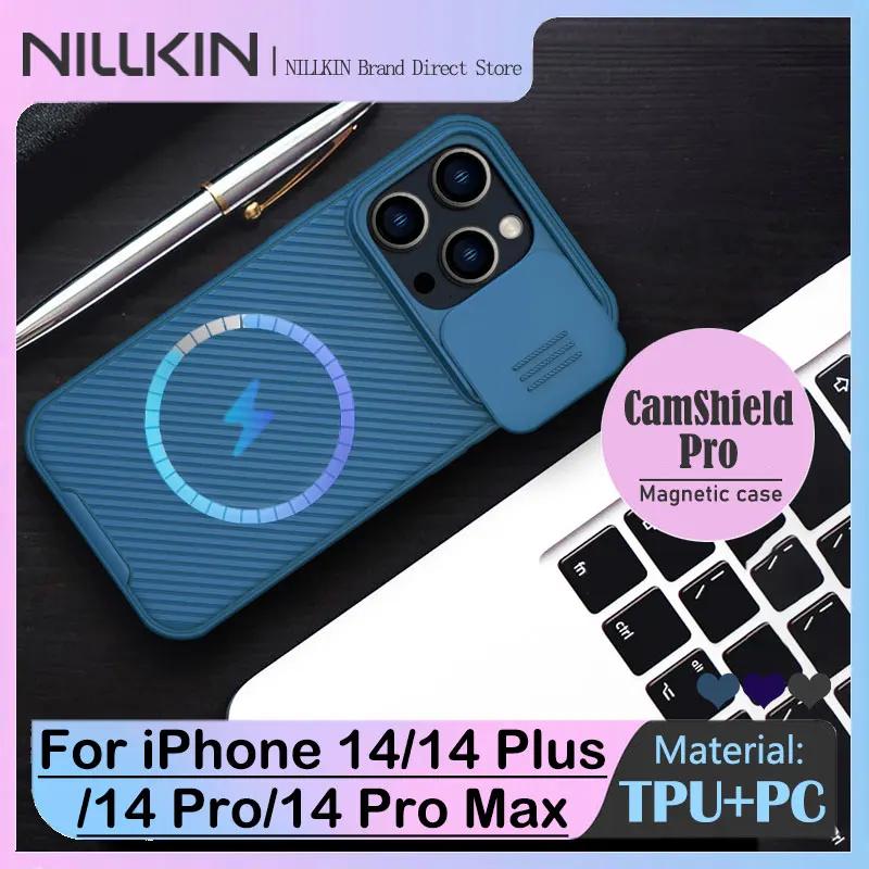 

Магнитный чехол NILLKIN для iPhone 14 Pro Max, задняя крышка для защиты конфиденциальности, CamShield Pro, MagSafe, слайд-камера, противоударный