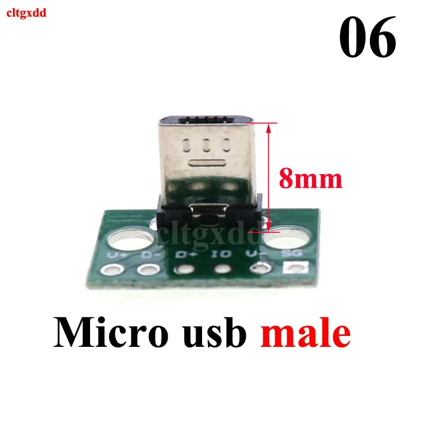 1pcs Micro Mini USB Type C USB 2.0 3.0 Male Female PCB Connector 90 Degree Data Charging Cable Jack Test Board with Pin Header