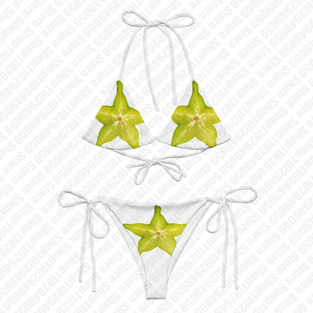 Bikini gótico con estampado de frutas para mujer, traje de baño Sexy estilo Y2k con abertura en la cintura, conjuntos de para playa Bikinis góticos, trajes de baño para mujer 2000