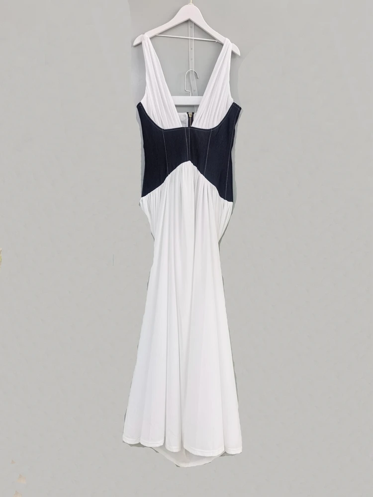 

Ele Bla белое контрастное цветное длинное вечернее платье женское Ne висящее вечернее платье V-Ne Dr Par ow