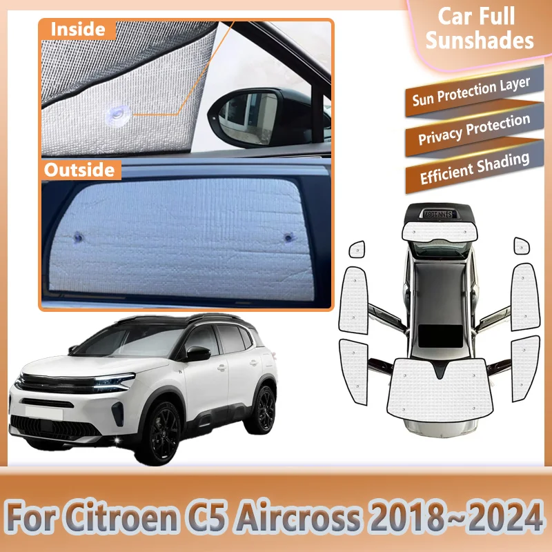 

Car Full Sunshades For Citroen C5 Aircross 2018-2024 2020 Windshield Sunshade Visor Anti-UV Protection Cover Auto Accessories