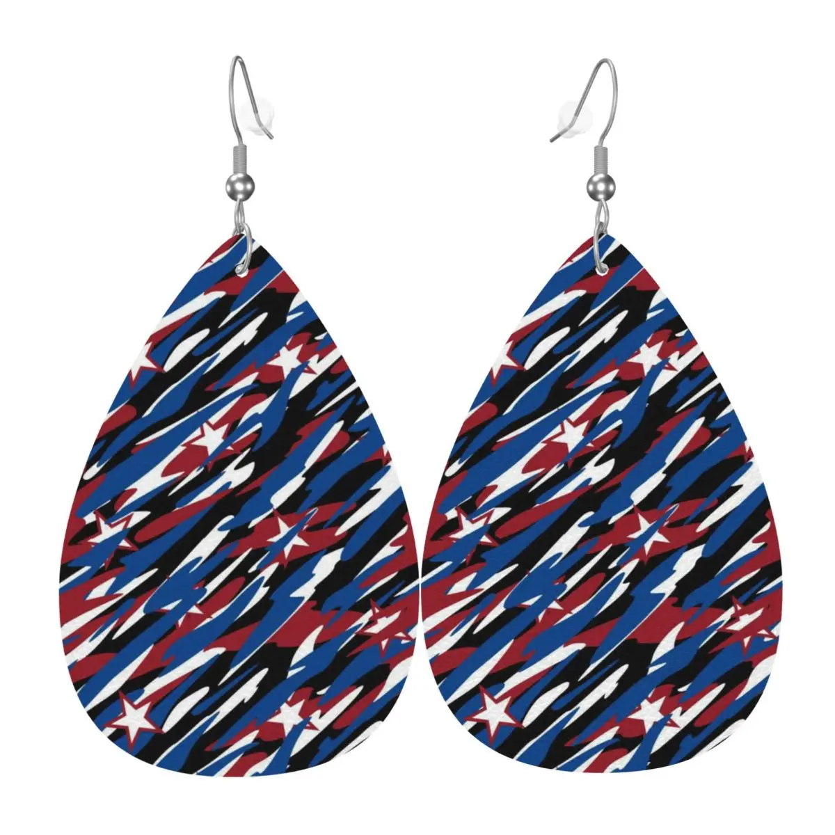 

Custom Drop Dangle Earrings USA America Flag Leather Teardrop Earrings PVC Leather for Gifts Dainty Jewelry
