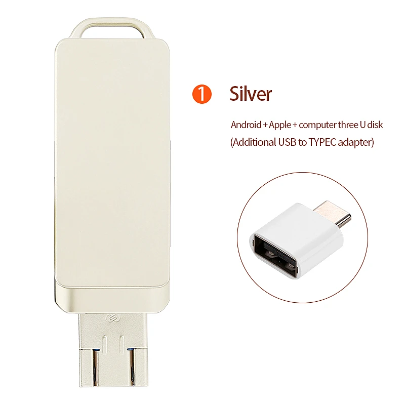 Para iphone Rotate Usb 3,0 unidad Flash 2TB 1T 512G con 3 en 1 Mirco TYPE-C a interfaz iphone 256G pendrive 11/12/13/14 Ipad