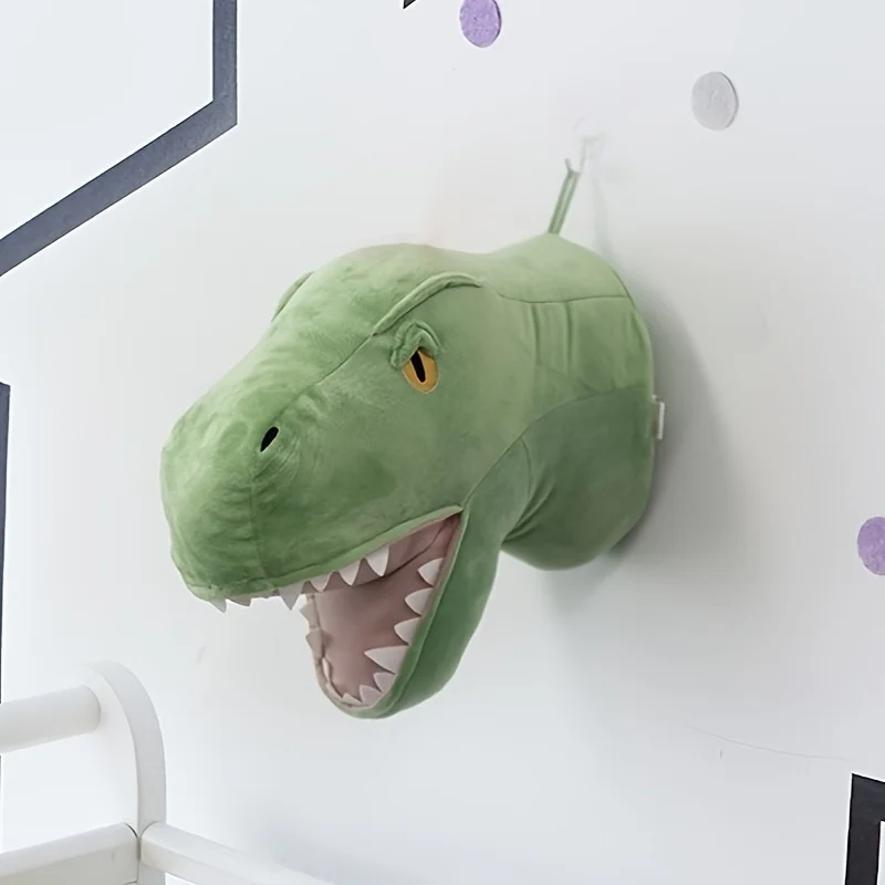 Dinosaurier-Wandbehang im Art-Deco-Stil, kreative Wandkunst aus Polyester mit Tierkopf für weiche Innendekoration und Foto-Requisiten