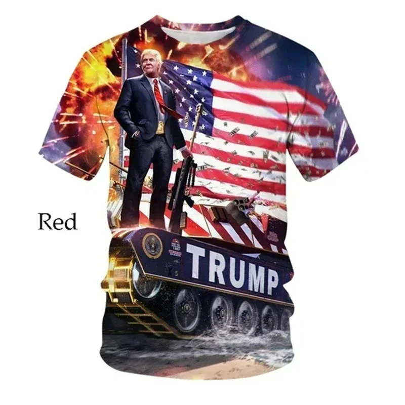 2024 新おかしい米国大統領ドナルド・トランププリントメンズ Tシャツ 3D 人気のストリートウェア夏半袖 Tシャツ子供のトップ