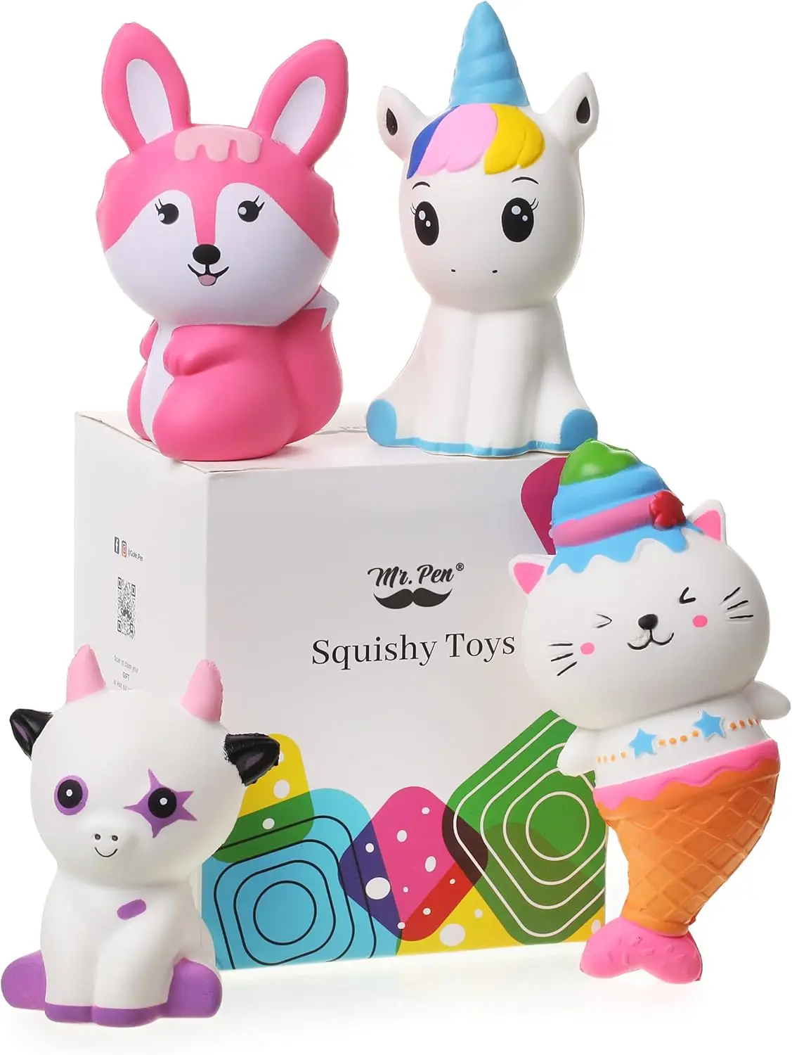 

Набор из 4-х больших мягких игрушек-антистресс в виде животных, медленно восстанавливающих форму, для детей и взрослых