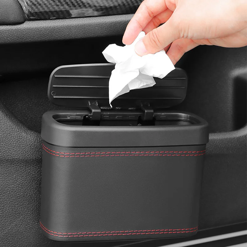 Pressing Type Car Trash Bin Hanging Vehicle Garbage Dust Case Storage Box Auto Accessories Black Blue Pink PP Square Trash Can