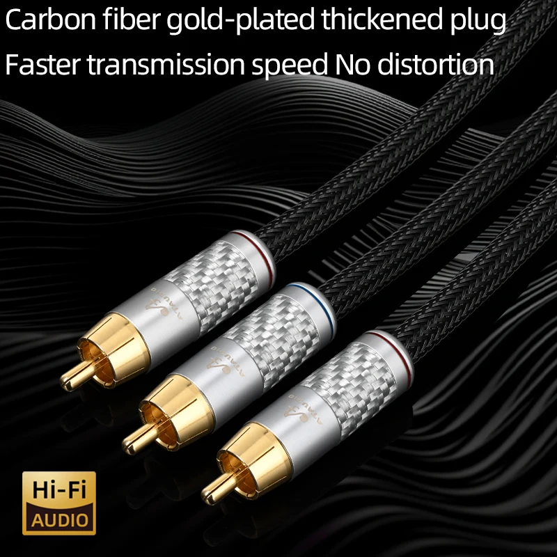 ATAUDIO 6N OCC HiFi RCA to 2RCA Audio Cable for CD AMP Gold-plated Connector RCA Male to 2RCA Male Adapter Cable