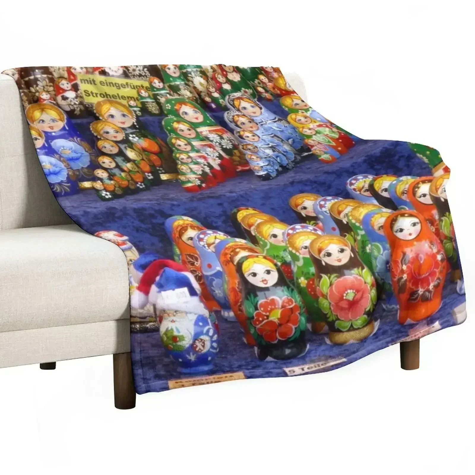 

German Wooden Dolls Throw Blanket Decorative Soft Throw Blanket for Couch Sofa