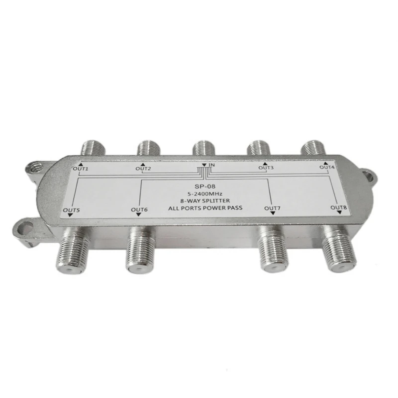 8-Way 5-2400 MHz Splitter RG6 Compatible,Work with Satellite / Cable and Internet CATV Antenna System Splitter