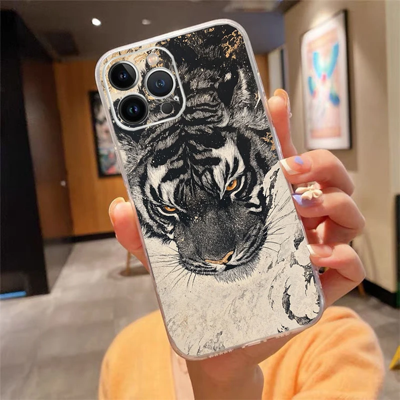 

Japanese tiger Art Phone Case Carcasa Funda For iPhone 17 Pro Max Air 16 15 14 13 Pro Max 15 16 Pro 15Plus Case