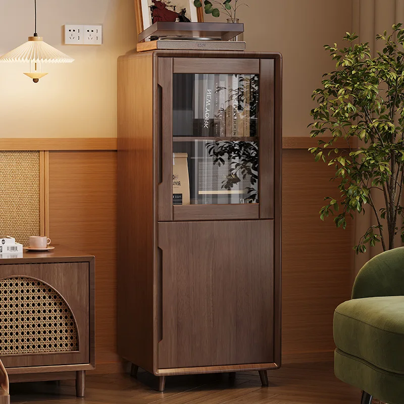 Solid wood TV, side cabinet, household living room, hidden safe, safe integrated medium and ancient style wine cabinet, bookcase