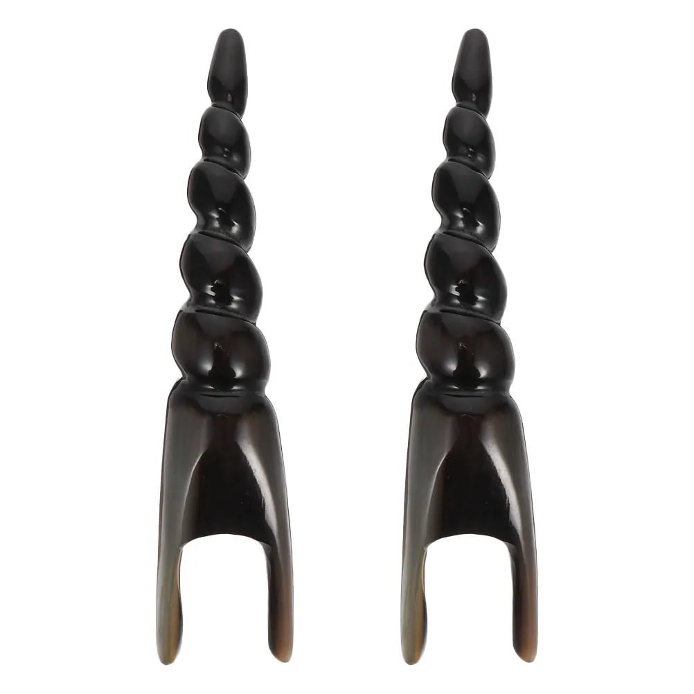 

2 Pcs Ox Horn Acupoint Stick Smooth Surface Handheld Face Massager Professional Use Safe Practical Lightweight Storage