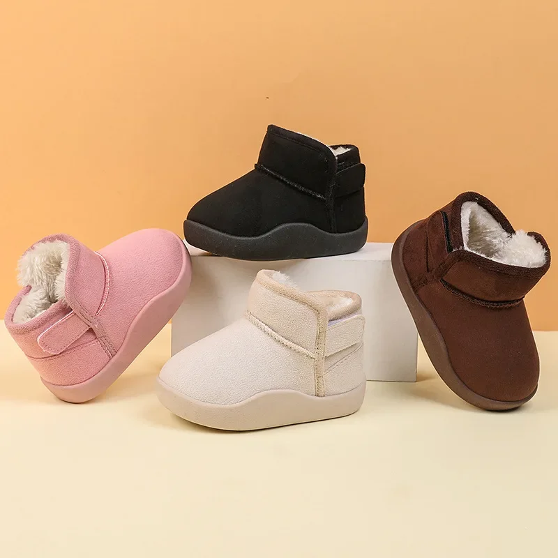 New Versatile Warm Girl Boots Thicken Cotton Soft Sole Comfort Child Shoes Versatile Classic Trendy Boy Shoe Simple Winter Boots