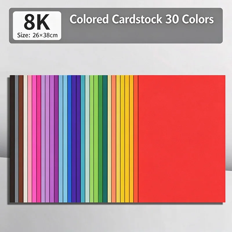 8K Colored Cardstock 30 Colors 26×38cm Thick Color Hard Paper for DIY Crafts Card Making Drawing Scrapbooking Art Supplies