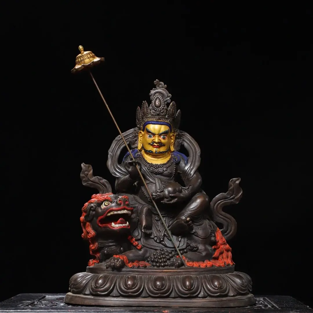 Tibetan Buddhist Vaisravana Brass Buddha Statue Handmade Nepal Craft Home Temple Altar Decor