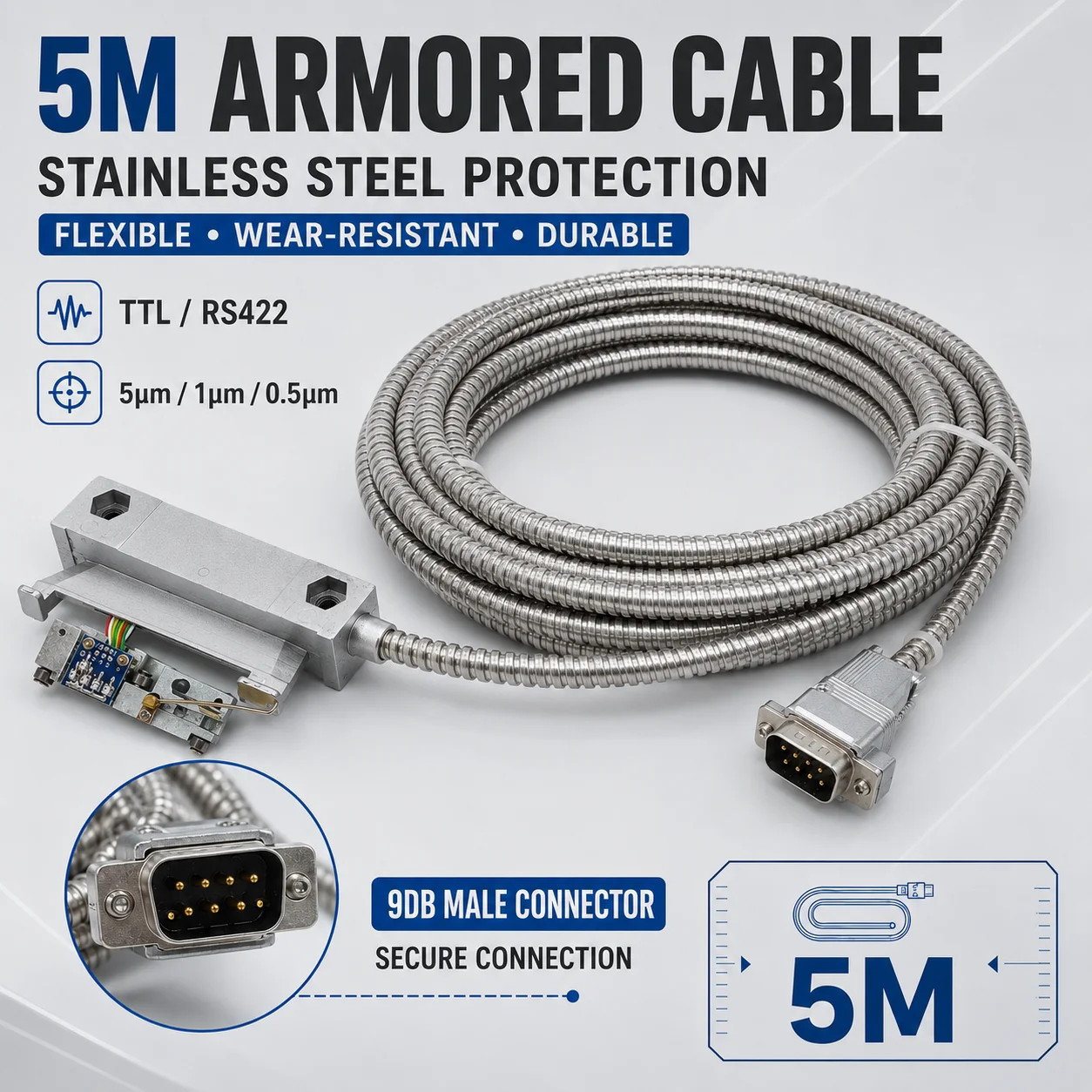 5 Meter Cable SNS NTS FTN JCXE Normal Size Linear Scale Sensor Reader Head 5microm 1um Enco