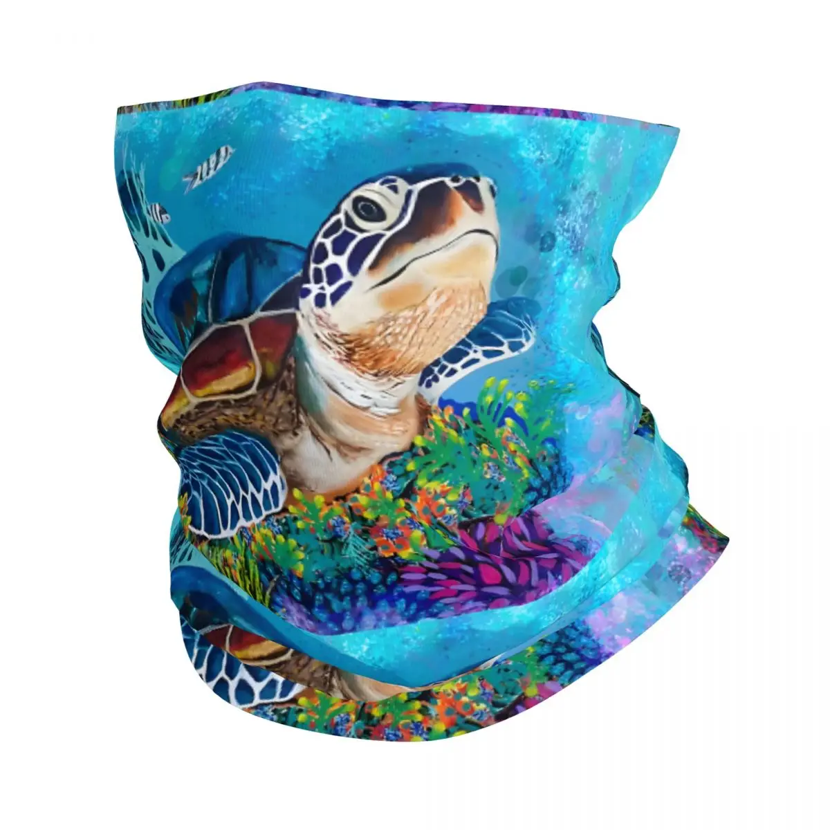 Turtle On Coral Reef Bath Mat Bandana Neck Gaiter Printed Balaclavas Wrap Scarf Multifunctional Cycling Running for Men Adult