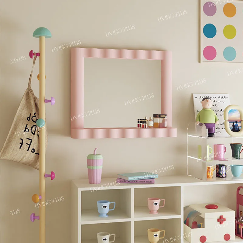 Modern Cute Mirror Living Room Decoration Wall Vanity Aesthetic Makeup Hanging Mirror Square Plastic Espelhos Home Products