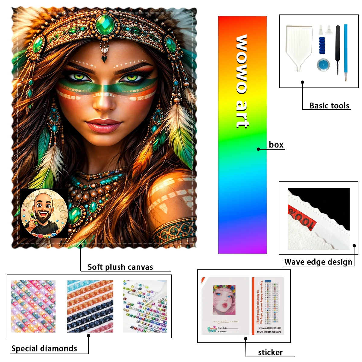 

【Davicillo91 Diamond Art】Женская фигурка с перьями из смолы FD, AB, CR и MT, потрясающе искусно выполненная, с элементами флокирования и тканевой основой.