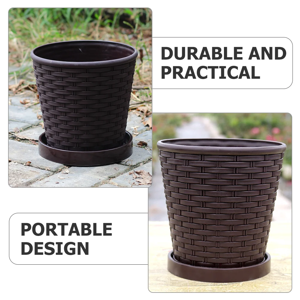 Decorative Succulent Container Household Flower Pot Artificial Vines Garden Brown Resin Plants