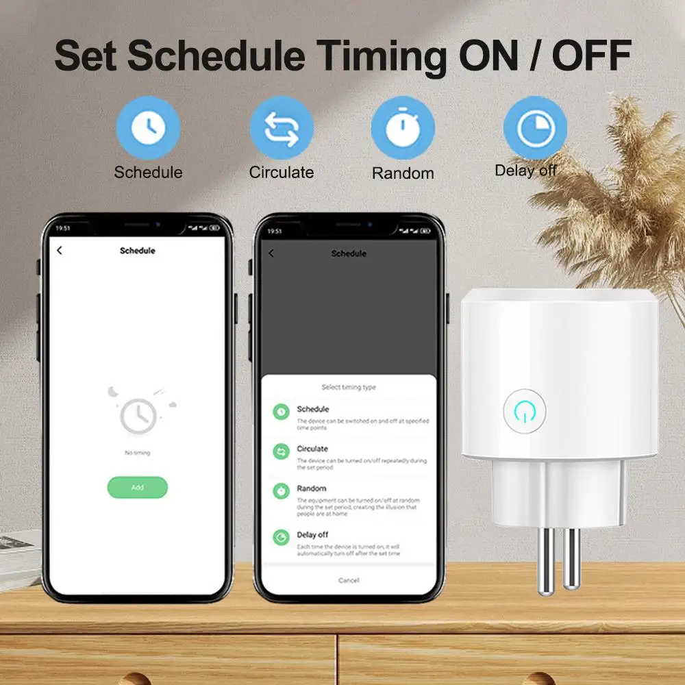 Matter 16A EU WiFi Smart Plug Smart Home with Energy Metering Timing Apple Homekit Smartthings APP Control Via Alexa Google Home