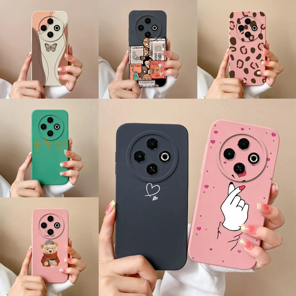Cases For Tecno Spark 30 30C 4G 5G Love Heart Bear Liquid Durable Shockproof High Quality Shell For Tecno Spark 30C Coque Funda