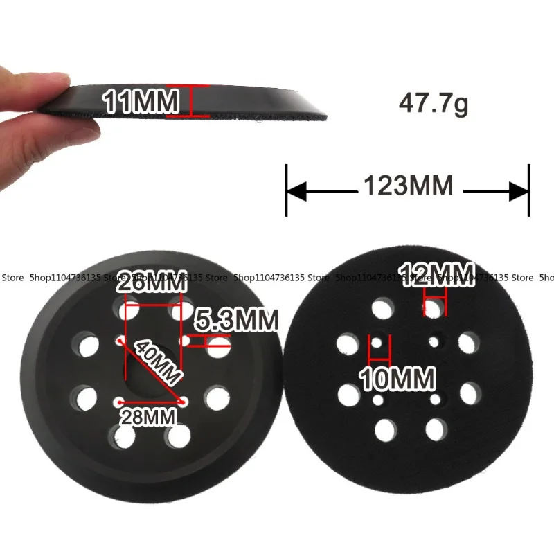 5Pcs 5 Inch 8 Holes 4 Eyes Black Electric Grinding Disc, Sandpaper Self-adhesive Car Woodworking Polishing Disc
