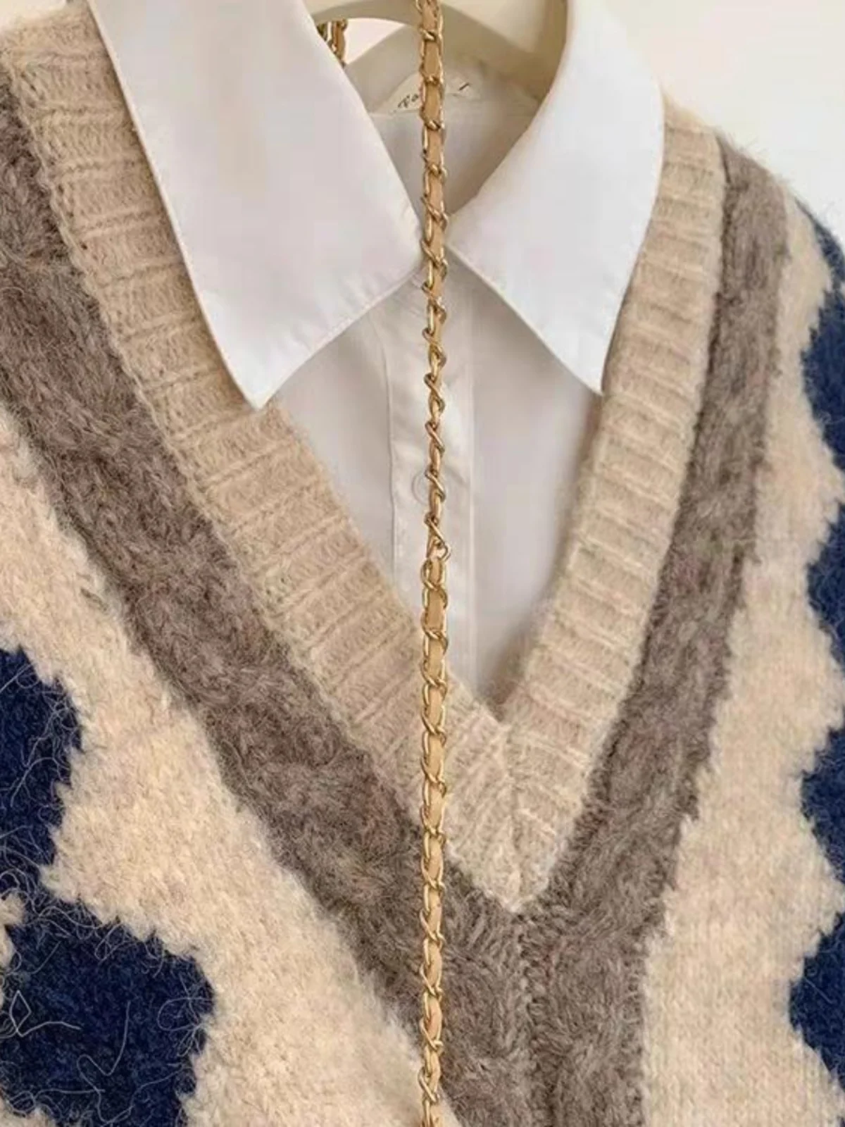 Women's Knitted V-Ne Sweater Vest Svel Autumn Winter Spring Faion College Sle No- Sve Yarn Vest Warm Outerwear