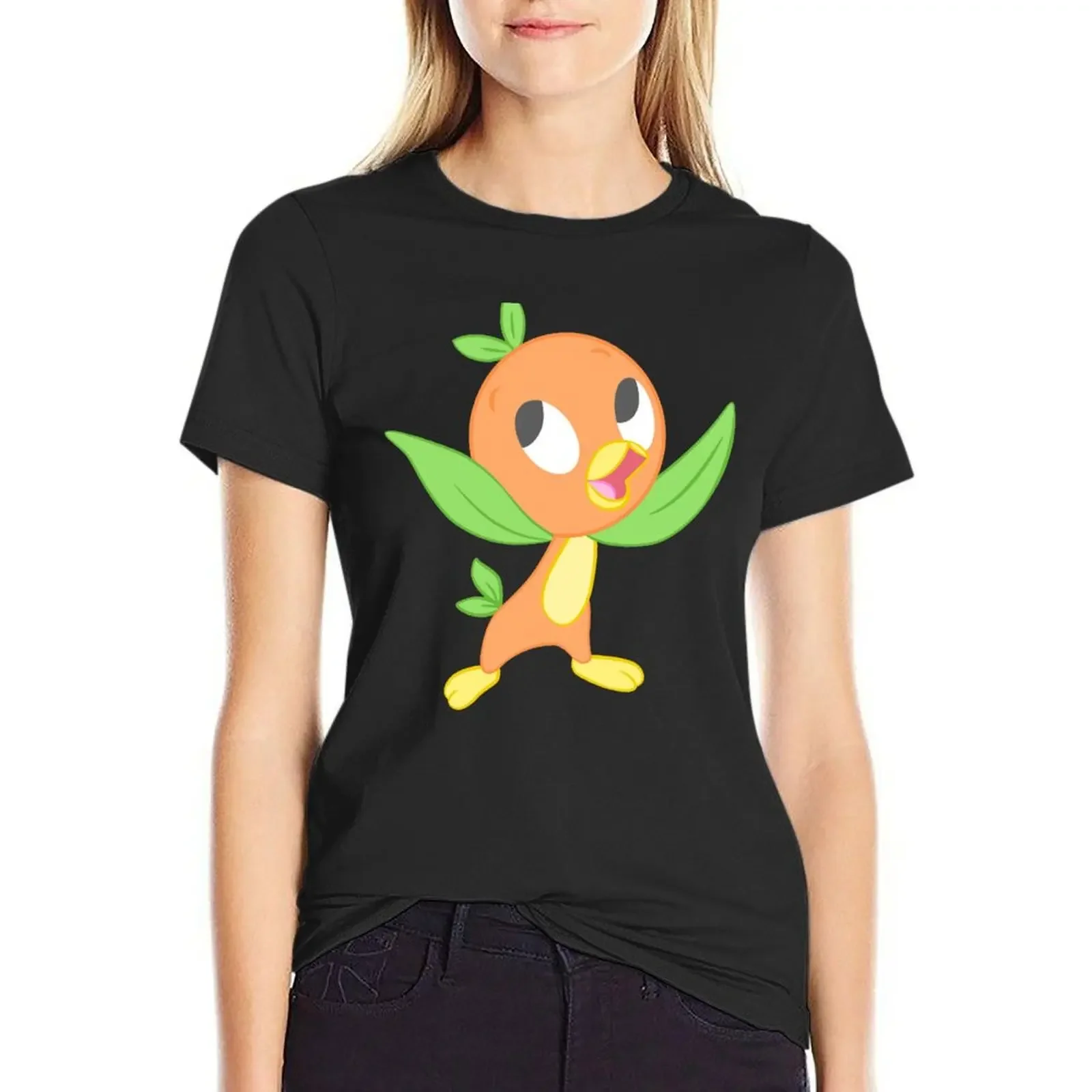 

WDW Orange Bird T-Shirt sweat funnys animal print hippie clothes Women's summer blouses 2025