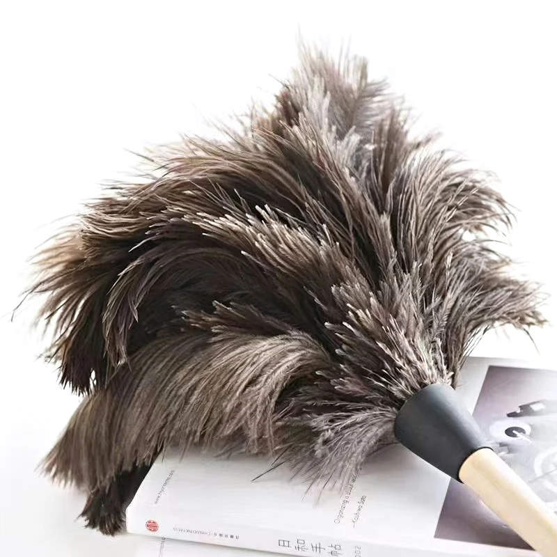 Feather Duster Wooden Handle Duster Anti-static Dust Removal Dusters Ostrich Duster Feather Fur Brush Home Cleaning Tools view 4