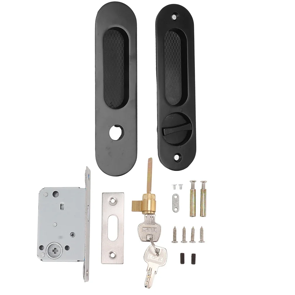 1pc Zinc Alloy Sliding Door Lock With Invisible Recessed Handle Home Improvement Door Hardware Accessories 15.8cmx4cm