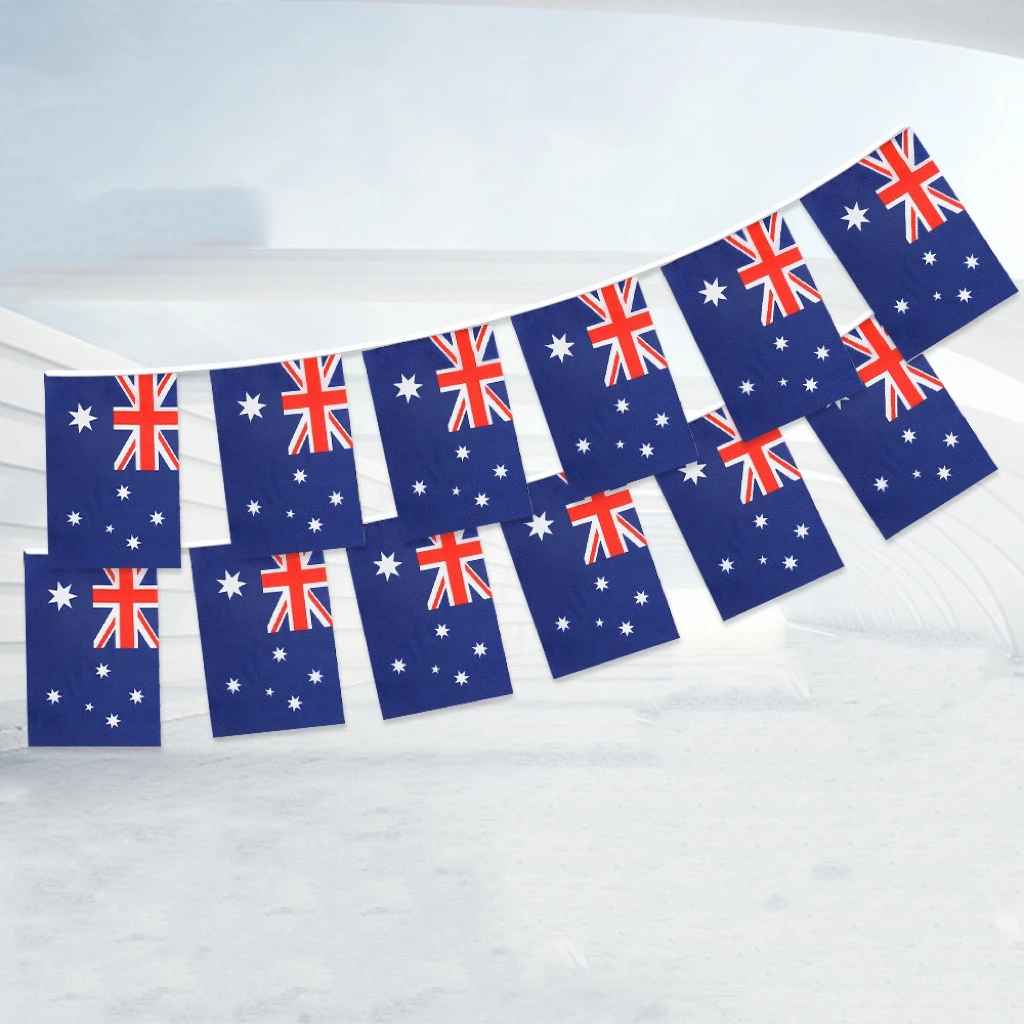 20 flags a string  Australia flags 14*21cm banner string Australian flags holiday party Indoor and outdoor decorated flags