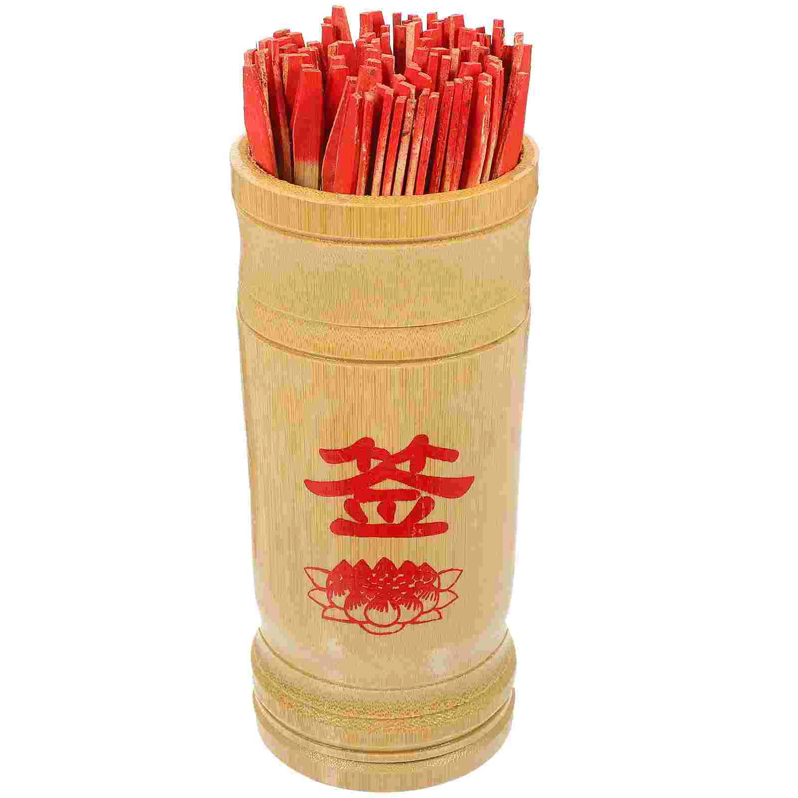 Bamboo Stick Chinese Sticks for Divination Kit Fortune Telling Game Props with Bucket