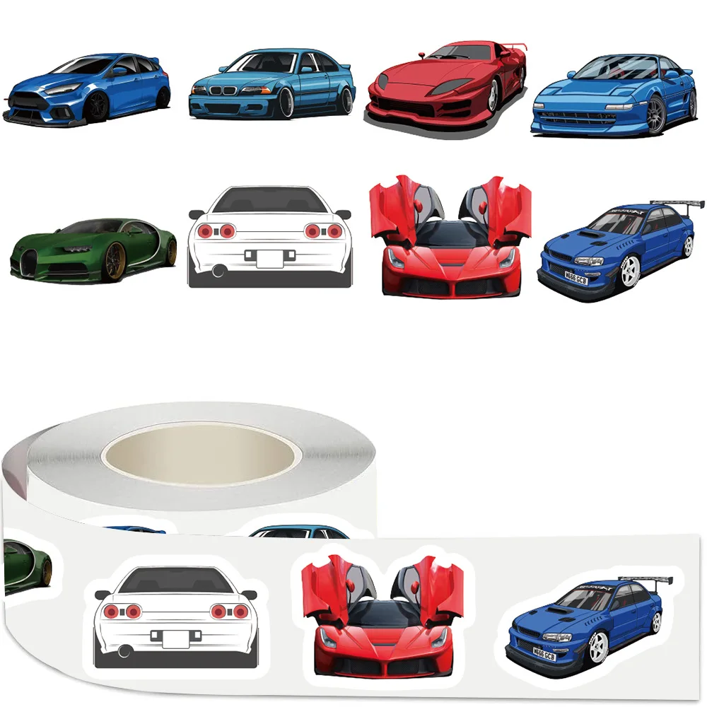 500PCS Cartoon Racing Car Stickers Sports Graffiti Children Reward Labels Encouragement Scrapbooking Decoration Decals Roll - view 2