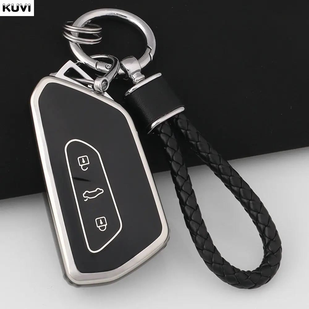 NEW TPU Car Key Case Cover For VW Volkswagen Golf 8 MK8 ID3 ID4 Cupra Skoda Octavia A8 SEAT Leon MK4 Formentor Tarraco Keychain view 2