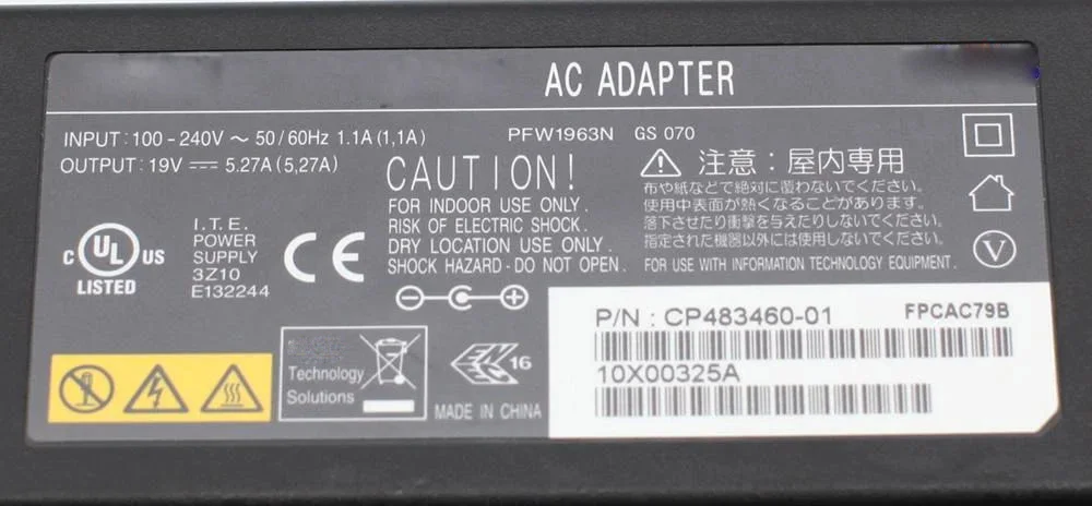 A11-100P3A 19V 5.27A 100W CP500602-01 FPCAC113Z Laptop AC Adapter Charger for Fujitsu Power Supply CP311809-01 FPCAC54B