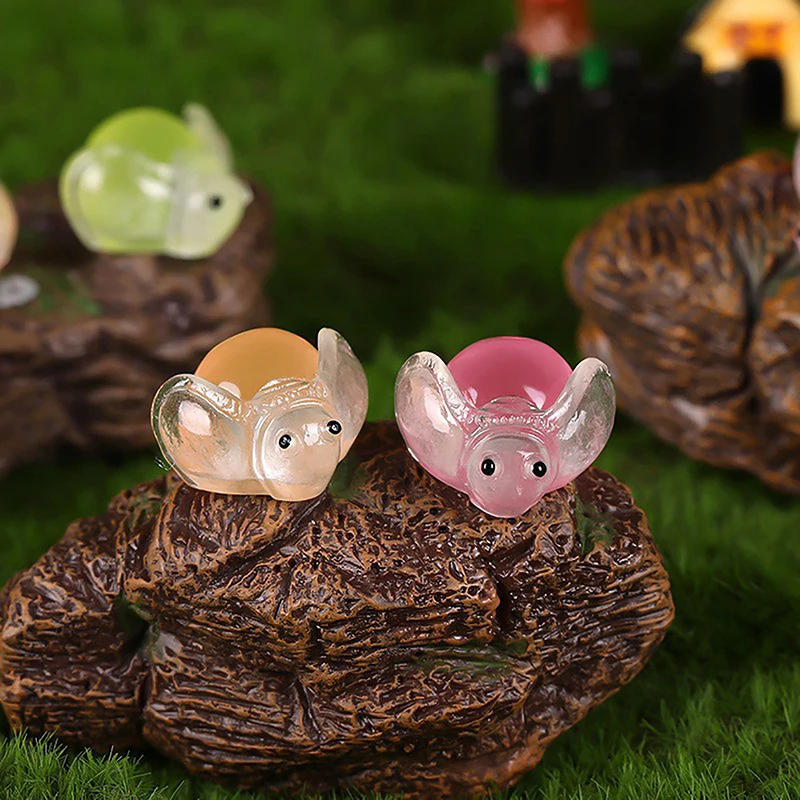 10PCS Miniature Honeybee Glow At Night Microlandscape Moss Flower Pot Ornaments Luminous Mini Bees Fairy Garden Decoration