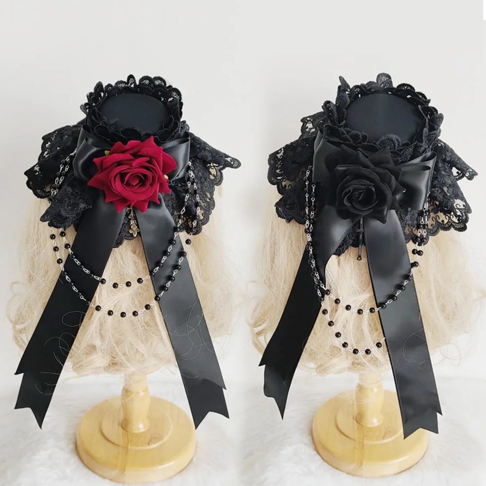 Luxurious Lolita Headdress Hair Accessories Ball Top Hat Gothic Kill Dark All-Match Elegant Hat Billycock Hairware Accessories