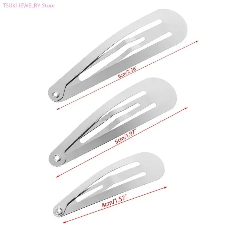 

62KE 50pcs Silver Tone Hair Clips Craft Bow Headwear Decoration DIY 4/5/6cm