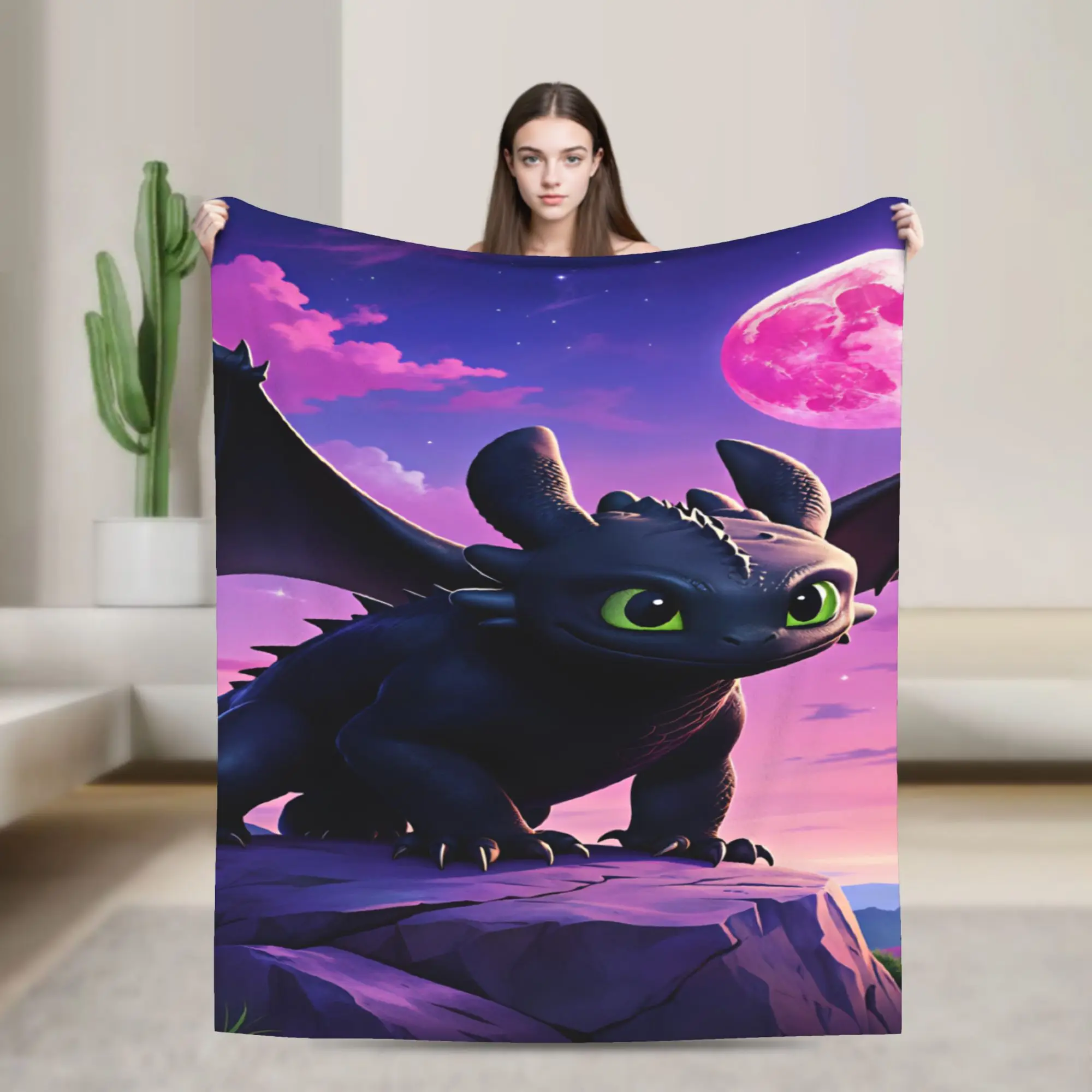 H-How To TT-rain Your Dragon Blankets Quality Soft  Throw Blanket Winter Decorative Outdoor Aesthetic Bedspread